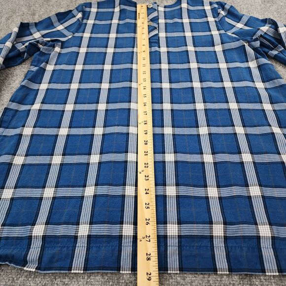 J Jill Top Women Large Blue Plaid 3/4 Sleeve Tunic Slit Back Button Shirt Blouse - Picture 6 of 14